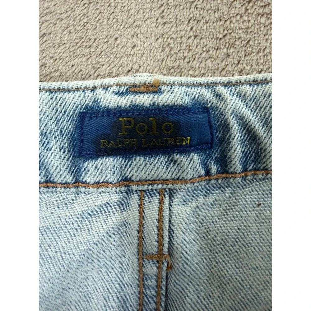 Polo Ralph Lauren Relaxed Straight Crop Jeans Womens 33 Light Paint Splatter New